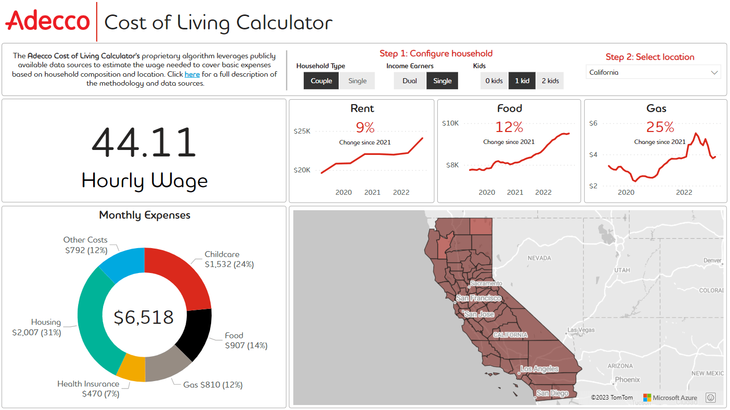 Living Wage Calculator Screenshot